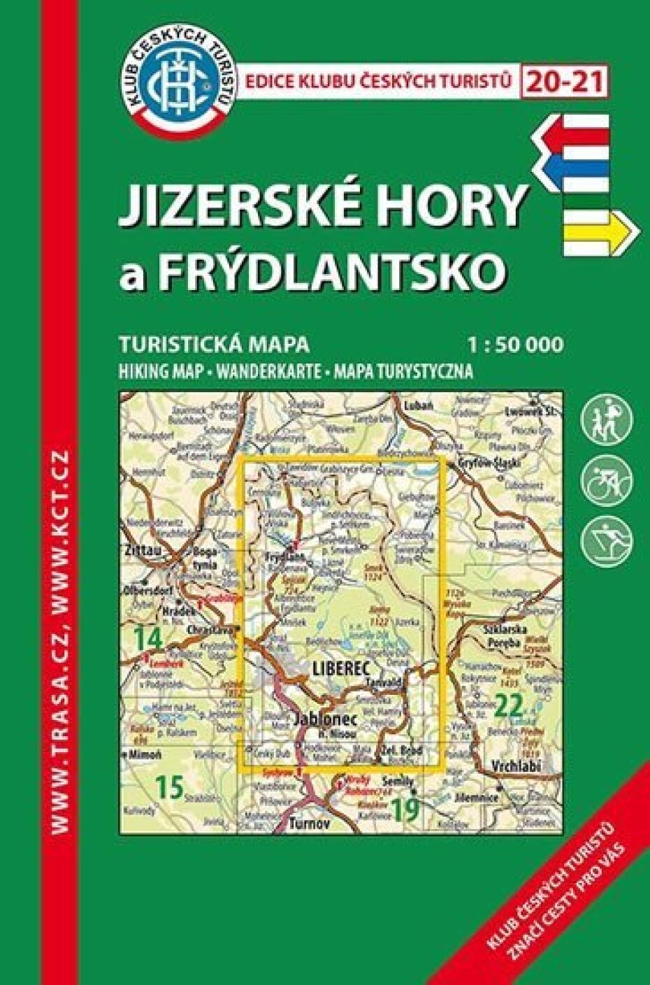 KČT 20-21 Jizerské hory, Frýdlantsko 1:50T Turistická mapa, 8.  vydání - main (0)