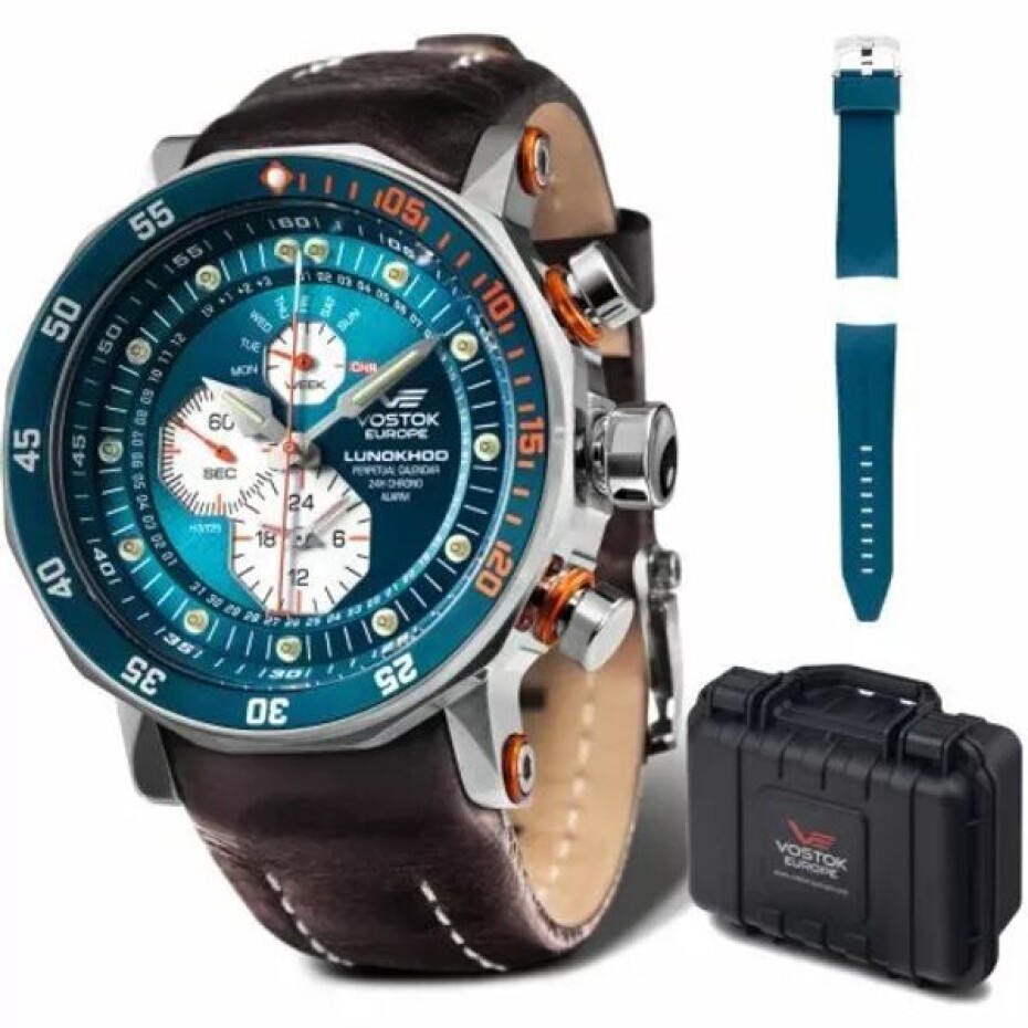 Vostok Europe Lunochod-2 Multifuncional Line YM86-620A636 - Modrý silikonový řemínek - main (3)