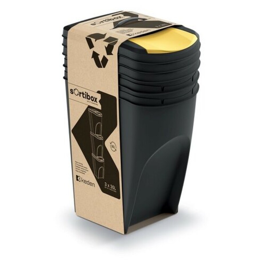 Koš na tříděný odpad Sortibox 35 l, 3 ks, černá - main (1)