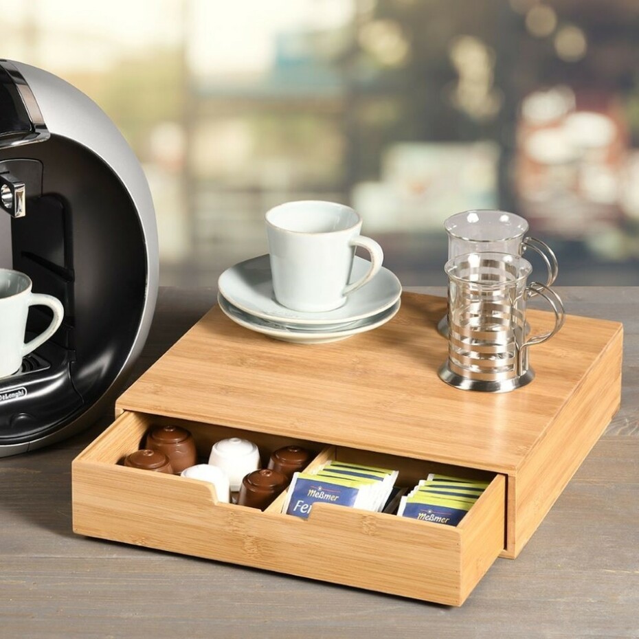 Kesper 58952 Organizér na čaje a kávové kapsle bambus, 34 x 31 x 8 cm - main (1)