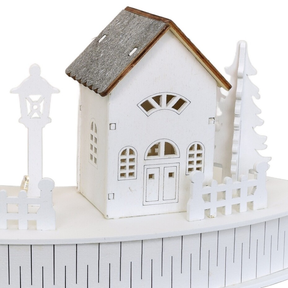 Dřevěná svítící LED dekorace Vesnička s kostelíkem, 40 x 14 x 20 cm, půlkruh - main (4)
