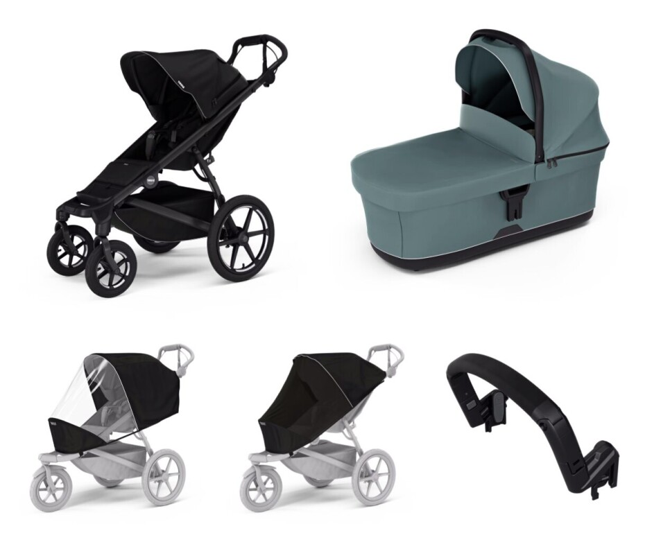 Městský kočárek Thule Urban Glide 4-wheel Black + korbička Mid blue AKČNÍ SET 5v1 - main (0)
