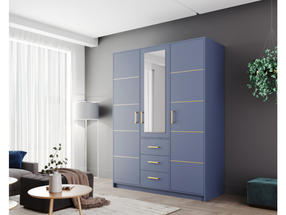 ArtStol Šatní skříň BALI 2 D3 s nástavcem | modrá - main (1)