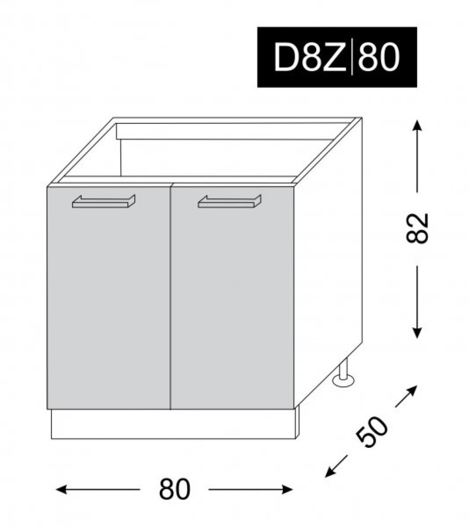ArtExt Kuchyňská skříňka spodní dřezová PLATINIUM | D8Z 80 Barva korpusu: Grey - main (16)