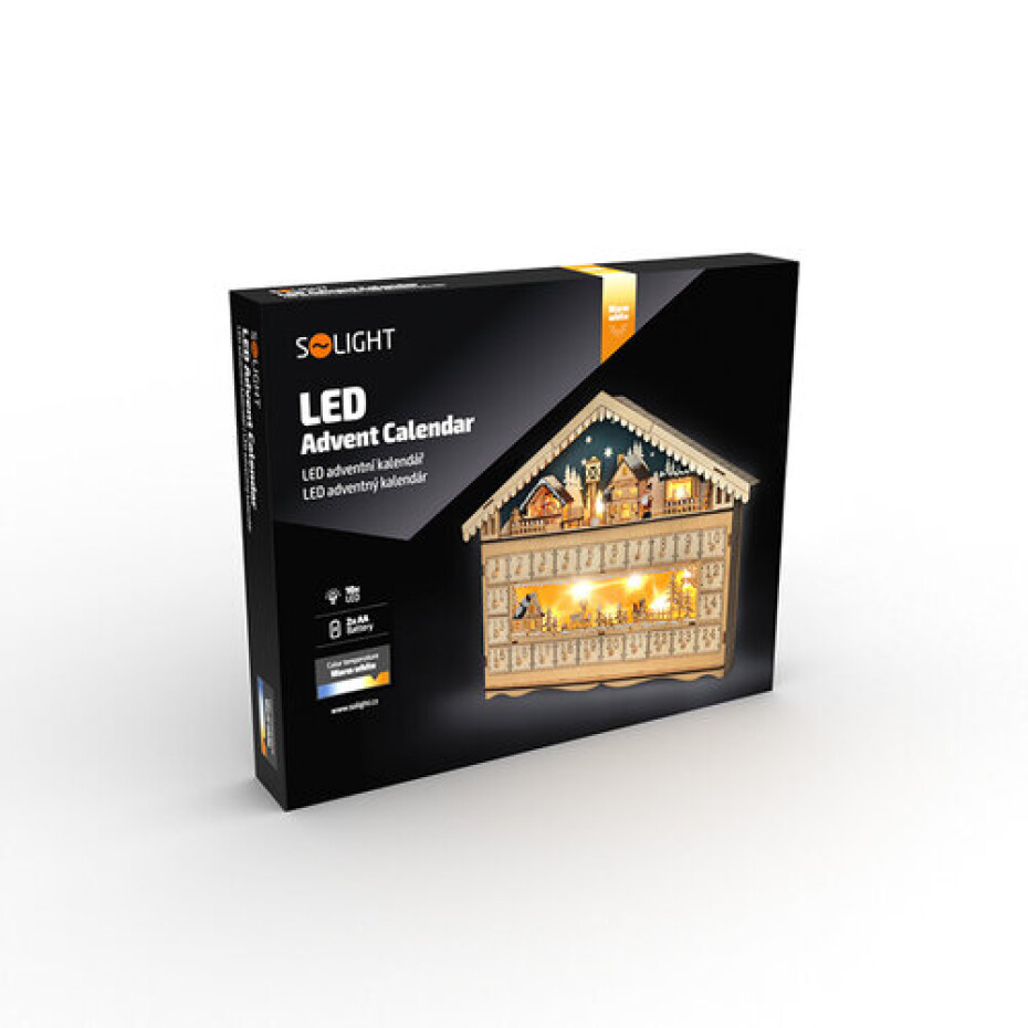 Solight LED adventní kalendář  horská chata, 10x LED, 50x40cm, 2x AA - main (10)