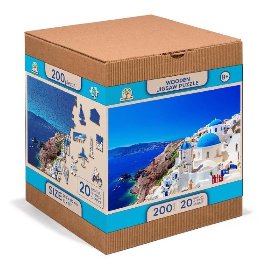 Wooden City Puzzle 2v1 Řecko - Santorini 200 dílků - main (0)