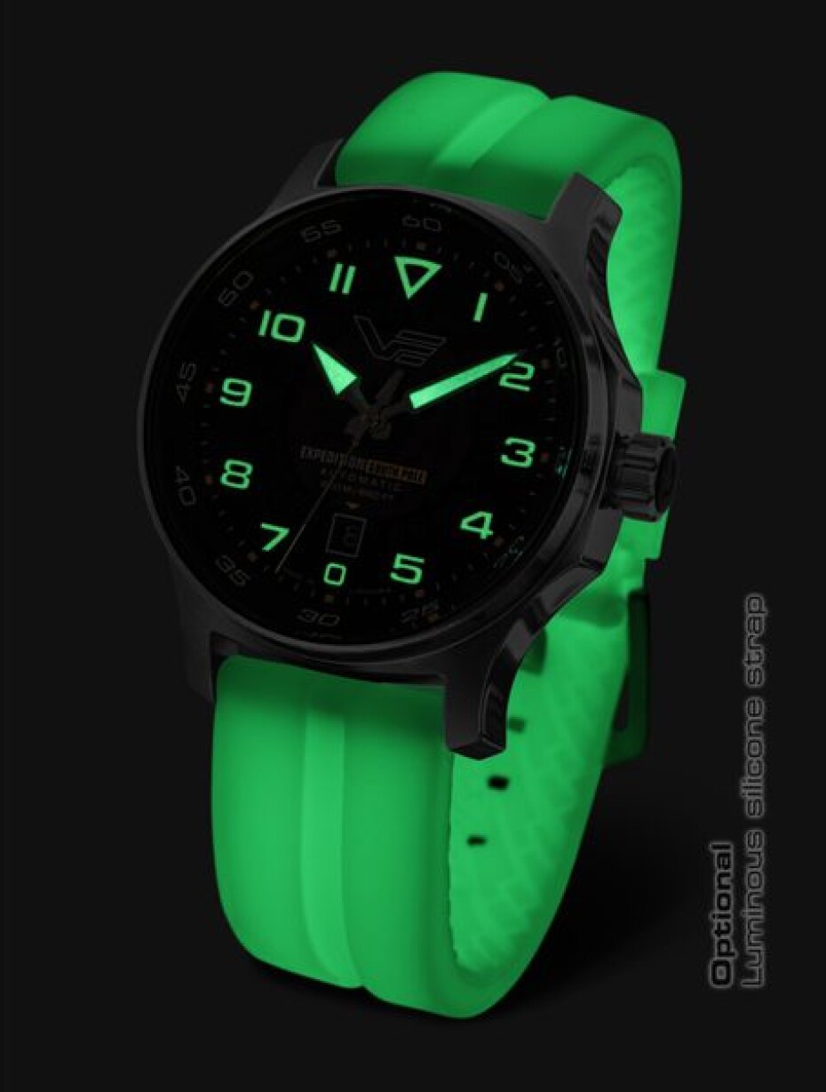 Vostok Europe Expedition South Pole Solar Power Chronograph VR42-592C763S - Bílý silikonový řemínek (luminiscenční) - main (4)