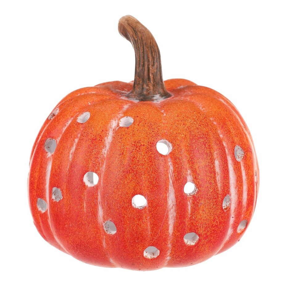 Svícen Dýně s otvory oranžová, keramika, pr. 14 cm - main (0)