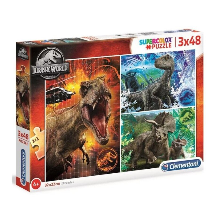 Clementoni Puzzle Supercolor - Jurský Park 3x48 dílků - Schleich Wild Life - main (0)