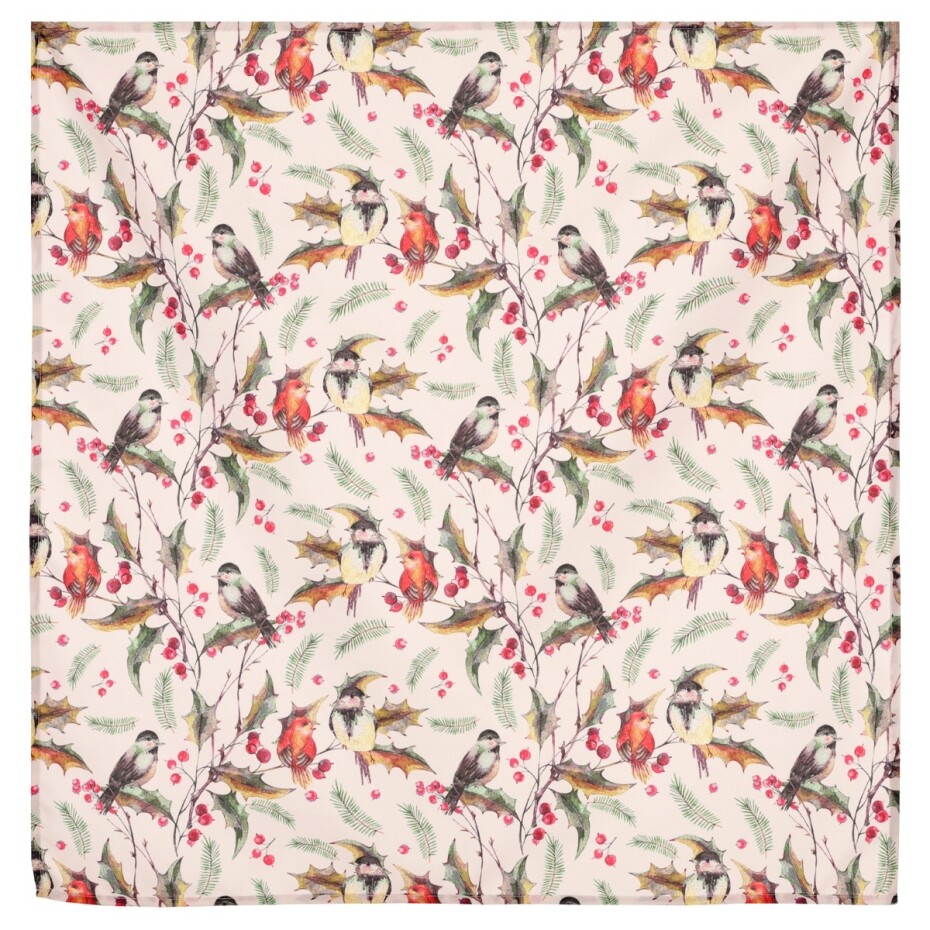 Ubrus s vánočním motivem - ptáčkové, 80x80 cm,100 % polyester. - main (0)