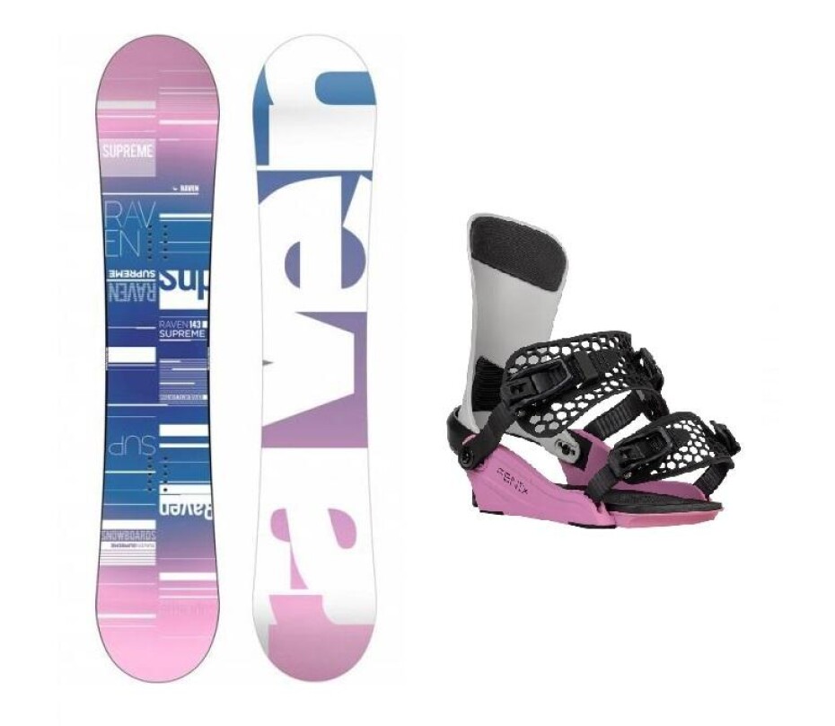Raven Supreme white snowboard + Gravity Fenix grey/rose vázání - main (0)