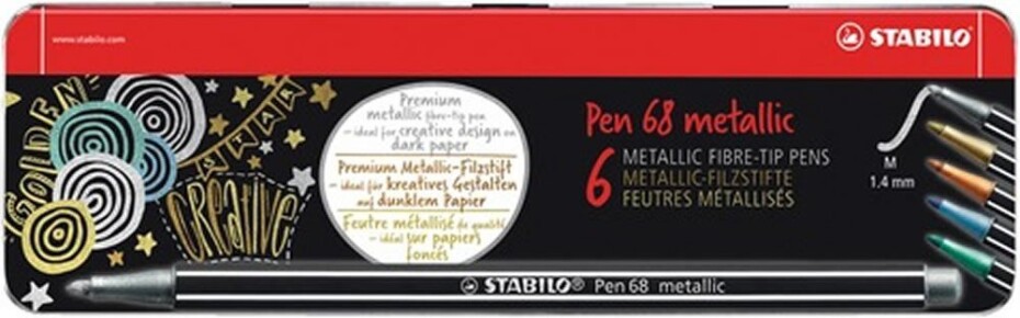 Fixa STABILO Pen 68 metalic sada 6 ks v kovovém pouzdru - main (0)