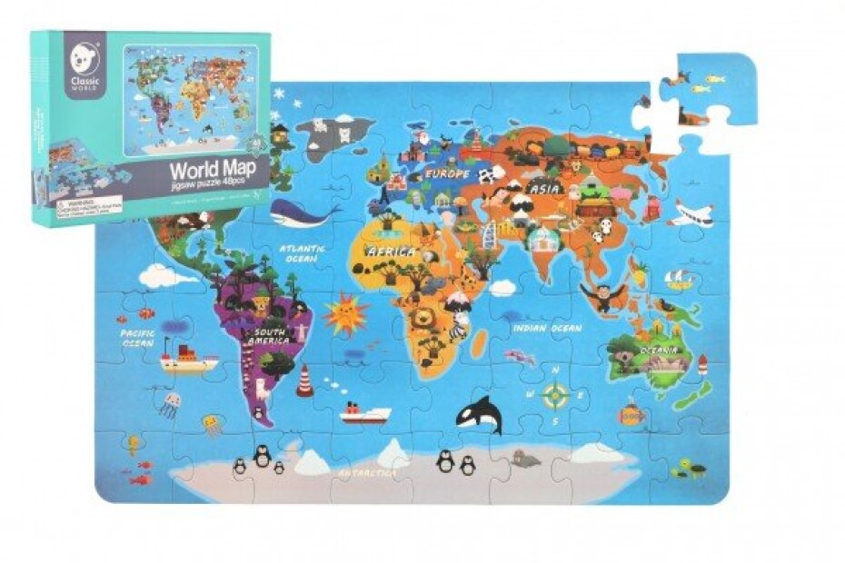 Puzzle Mapa Světa 38x57cm 48 dílků v krabici 30x21x4cm - main (0)