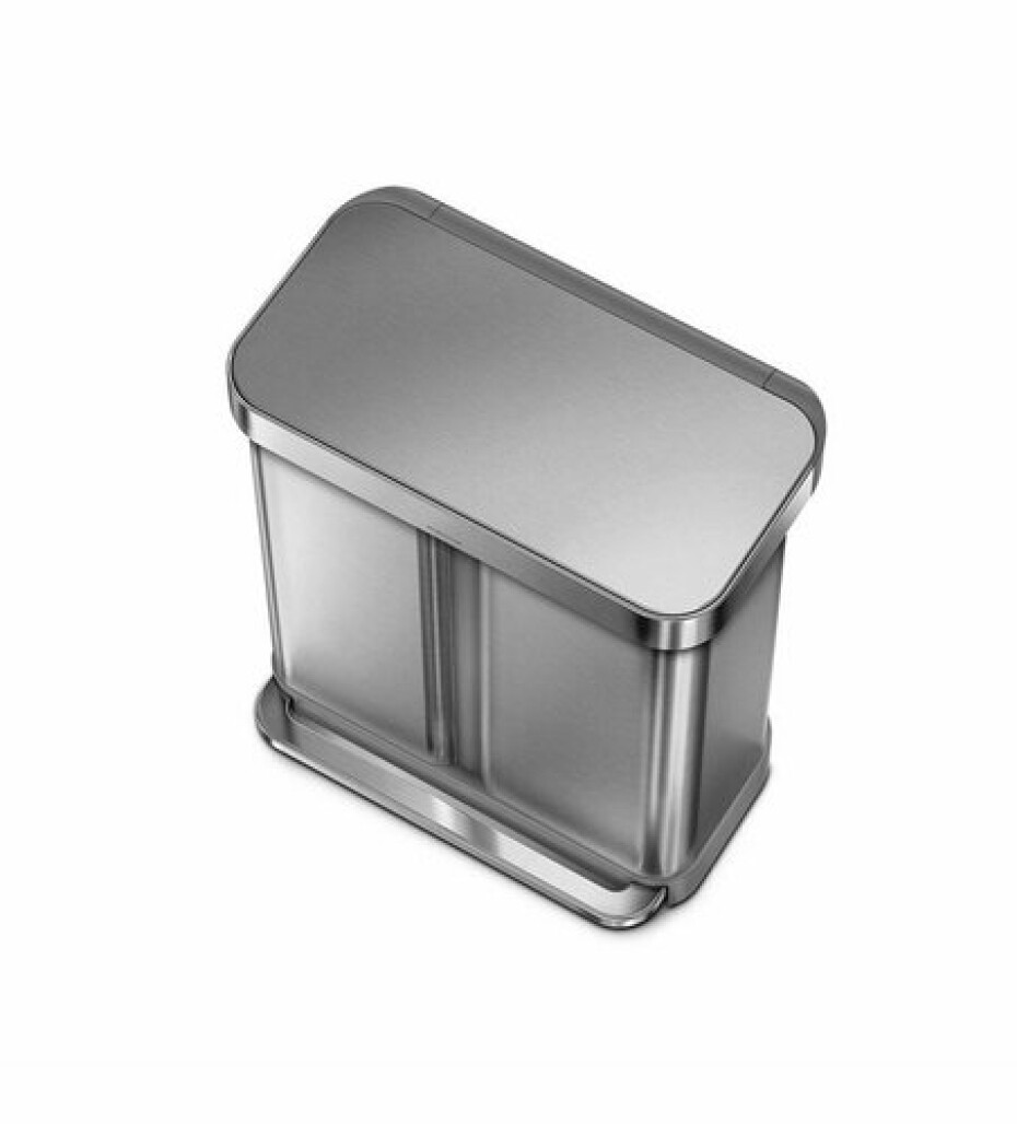 Pedálový odpadkový koš Simplehuman na tříděný odpad  – 58l (34/24), matná ocel, FPP - main (1)