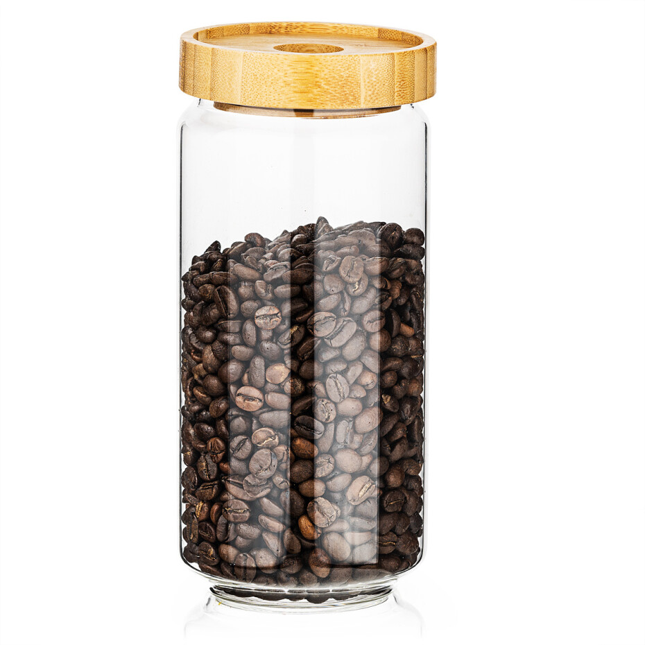 4Home Skleněná dóza na potraviny s víkem Bamboo Style, 1000 ml, 1000 ml - main (0)