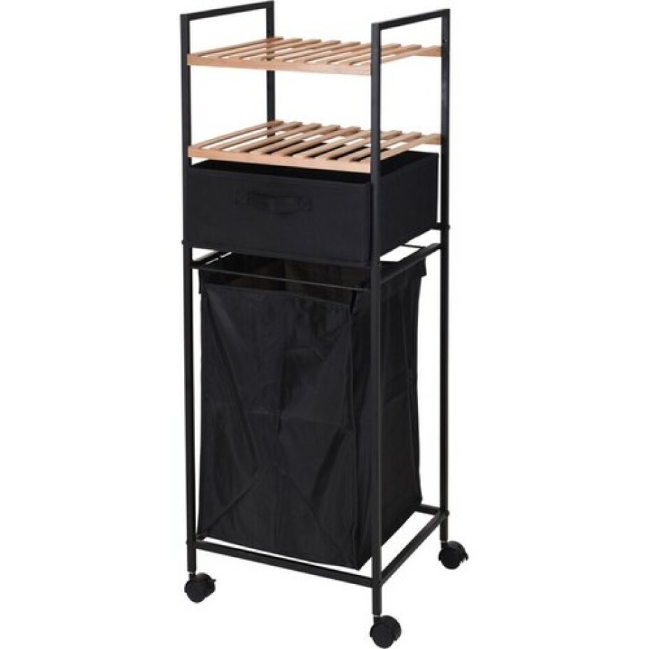 Koupelnový regál Tromso, 2 police + koš, 38,8 x 109 x 32,5 cm - main (0)
