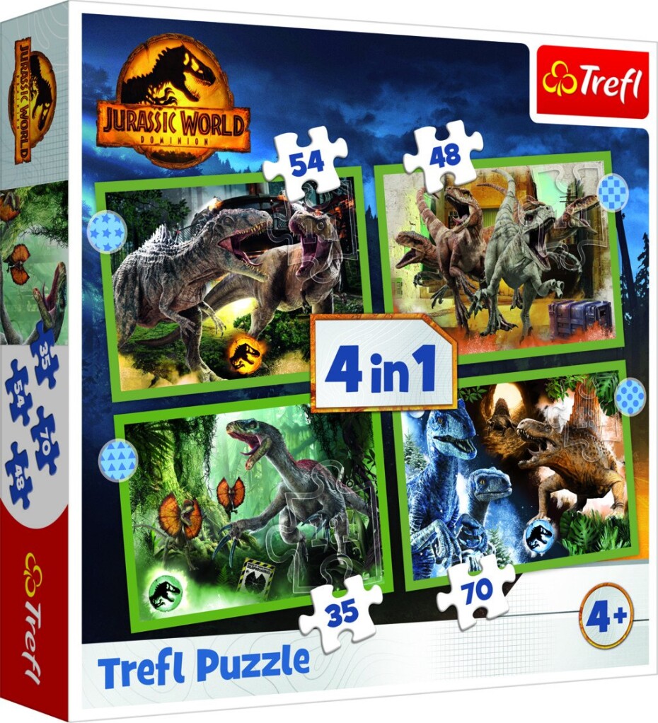 Trefl Puzzle Jurský svět: Nadvláda 4v1 (35,48,54,70 dílků) - Trigano - main (0)