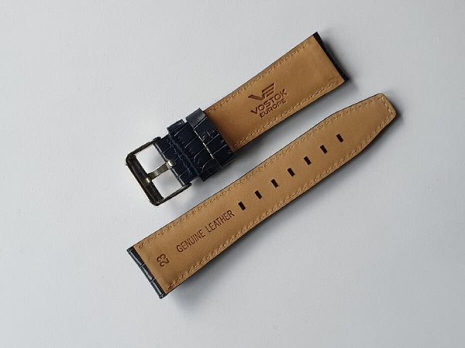Kožený řemínek Vostok Europe Croco pro GAZ 14 Limousine - 23 mm/modrý/lesklá spona - main (3)