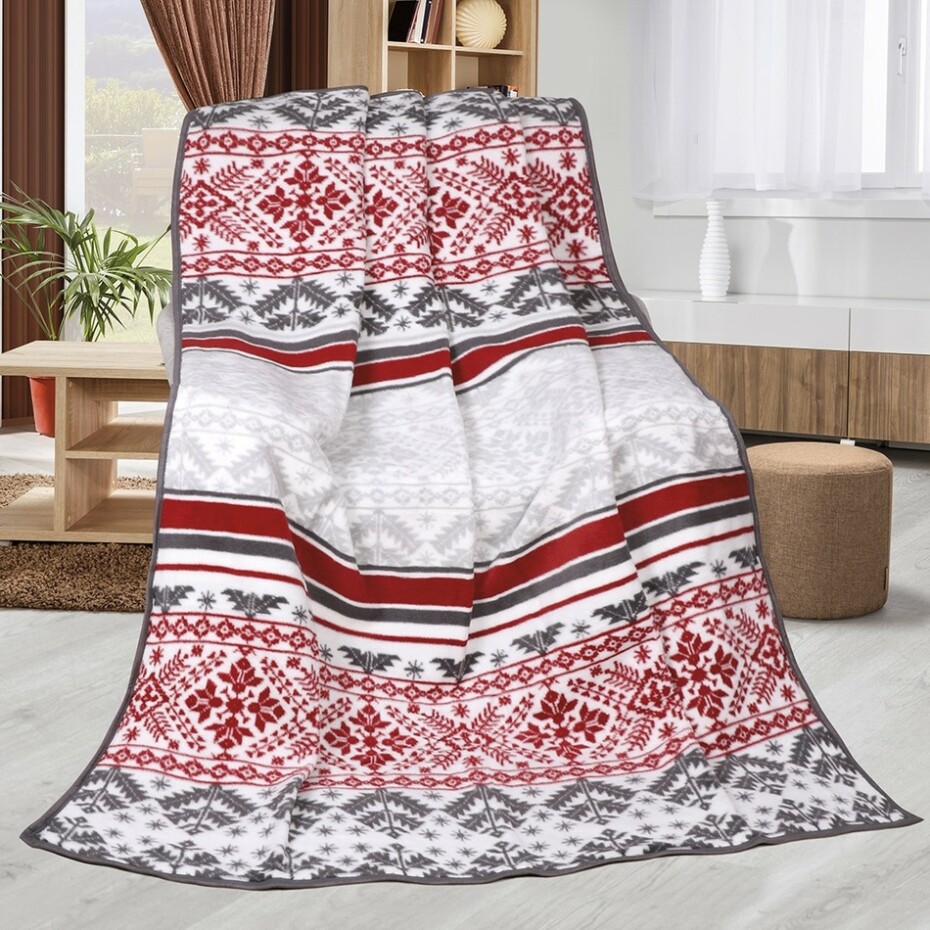 Bellatex Deka Karmela Plus Retro červenošedá, 150 x 200 cm - main (0)