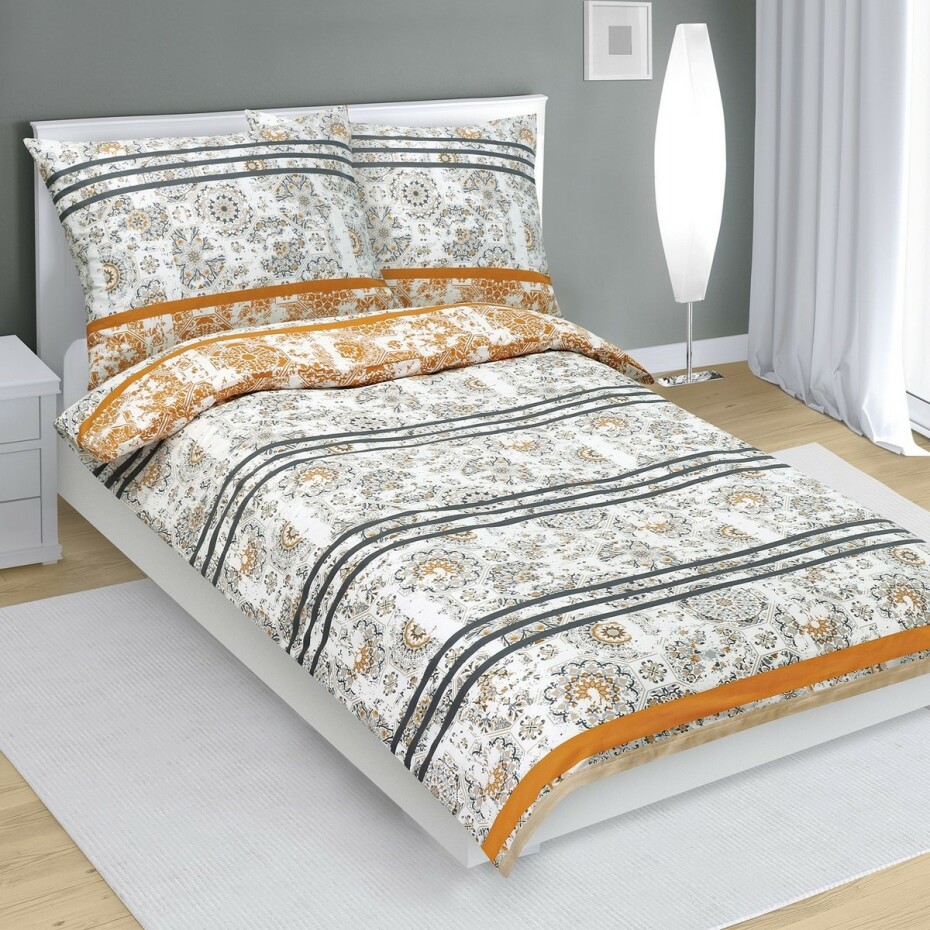 Bellatex Bavlněné povlečení Retro šedooranžová, 140 x 200 cm, 70 x 90 cm - main (0)
