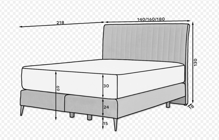 Artelta Manželská postel BLANCA Boxspring | 160 x 200 cm Barva: Lukso 24 - main (7)
