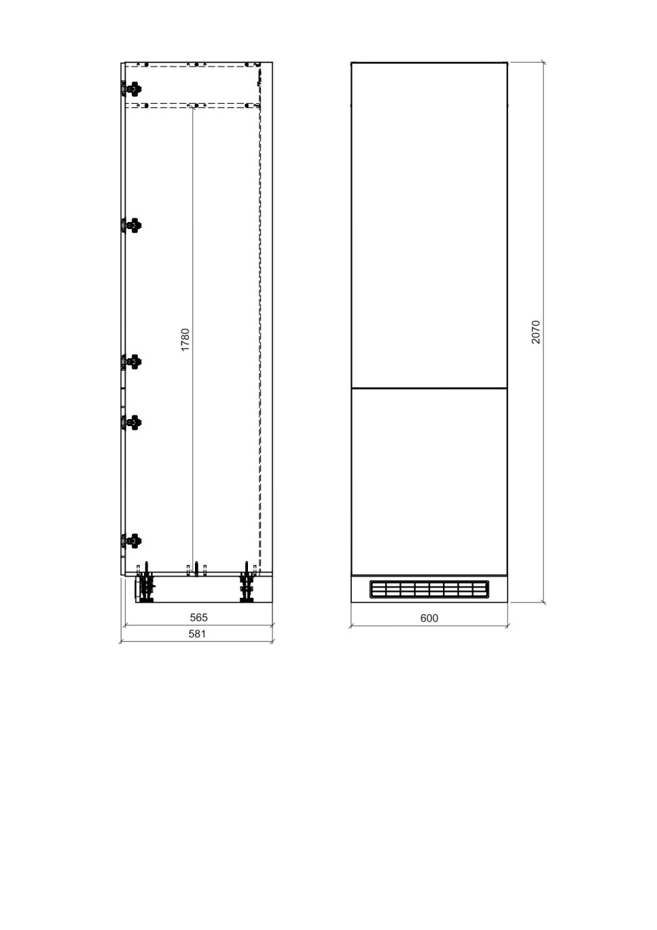 ArtExt Kuchyňská skříňka vysoká pro vestavnou lednici PLATINIUM | D14DL 60 207 Barva korpusu: Bílá - main (16)