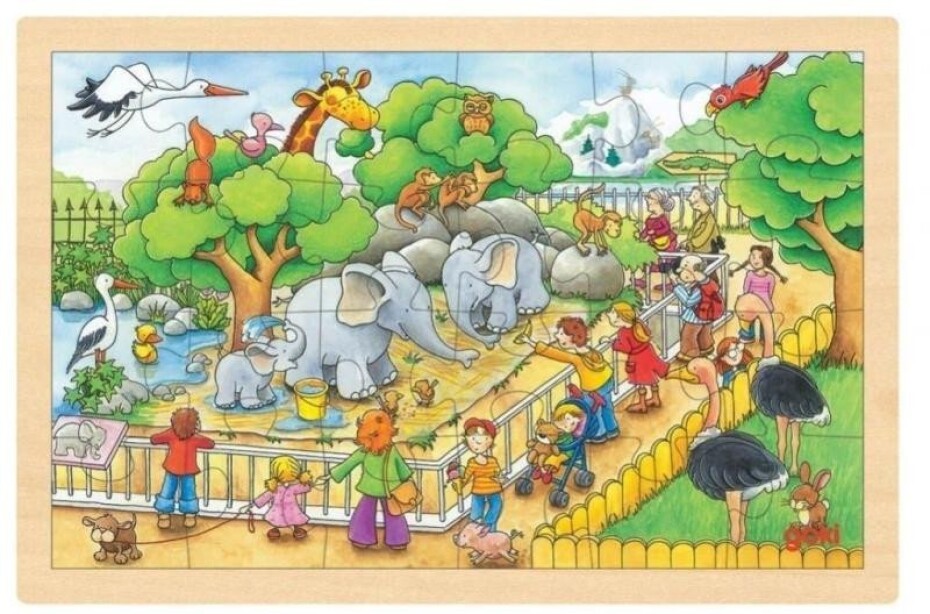 Goki Puzzle Návštěva ZOO 24 dílků - dřevěné - main (0)