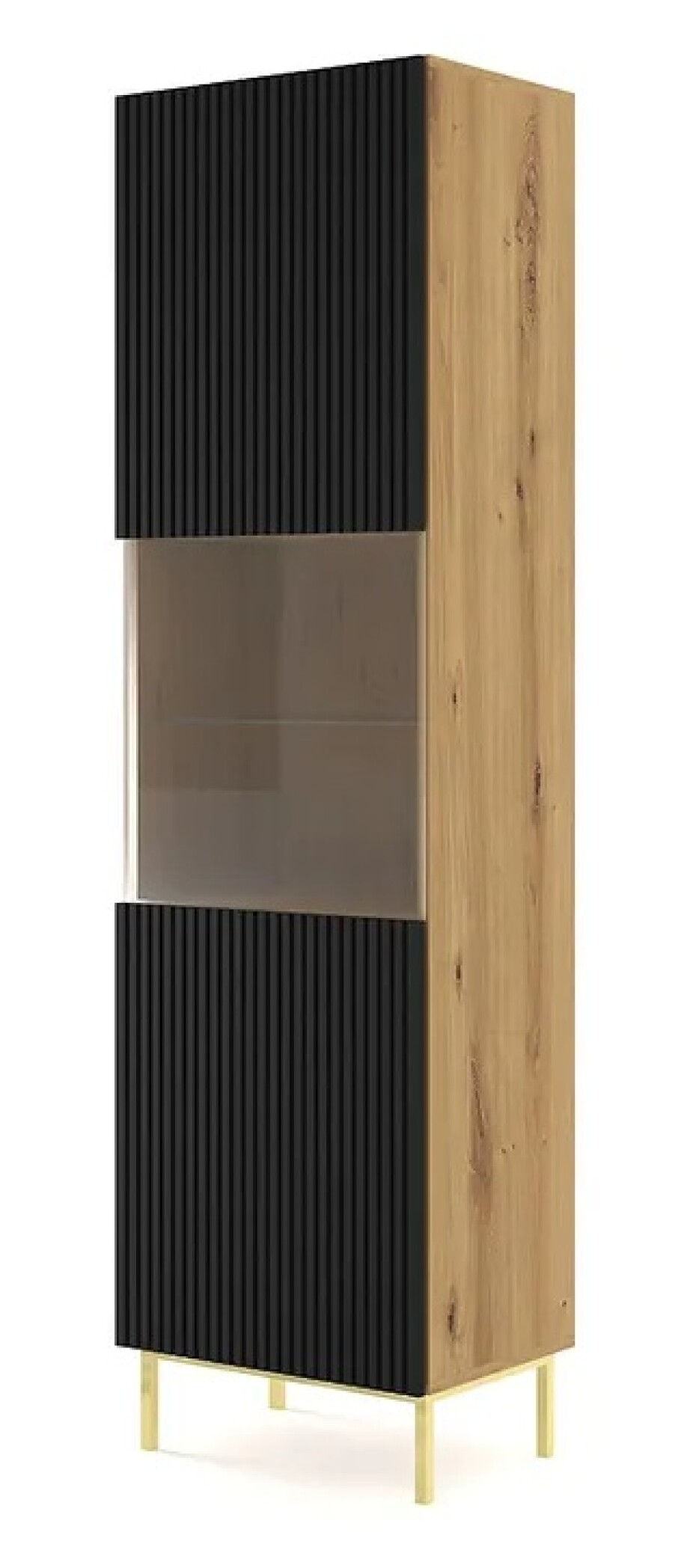 ARTBm Vitrína RAVENNA B 1DS 60 | dub artisan / černá matná Provedení: Dub artisan / černý mat / zlatá podnož - main (0)