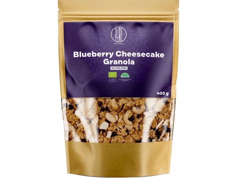 BrainMax Pure Blueberry Cheesecake Granola, Borůvky a Bílá čokoláda BIO 400 g - main (0)