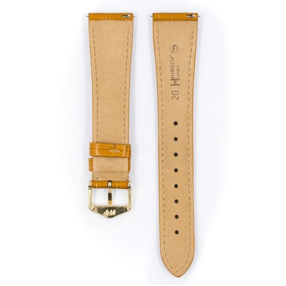 Řemínek Hirsch London Alligator - medový, mat - 20 mm - M – Střední délka - 16 mm - Zlatá - main (2)