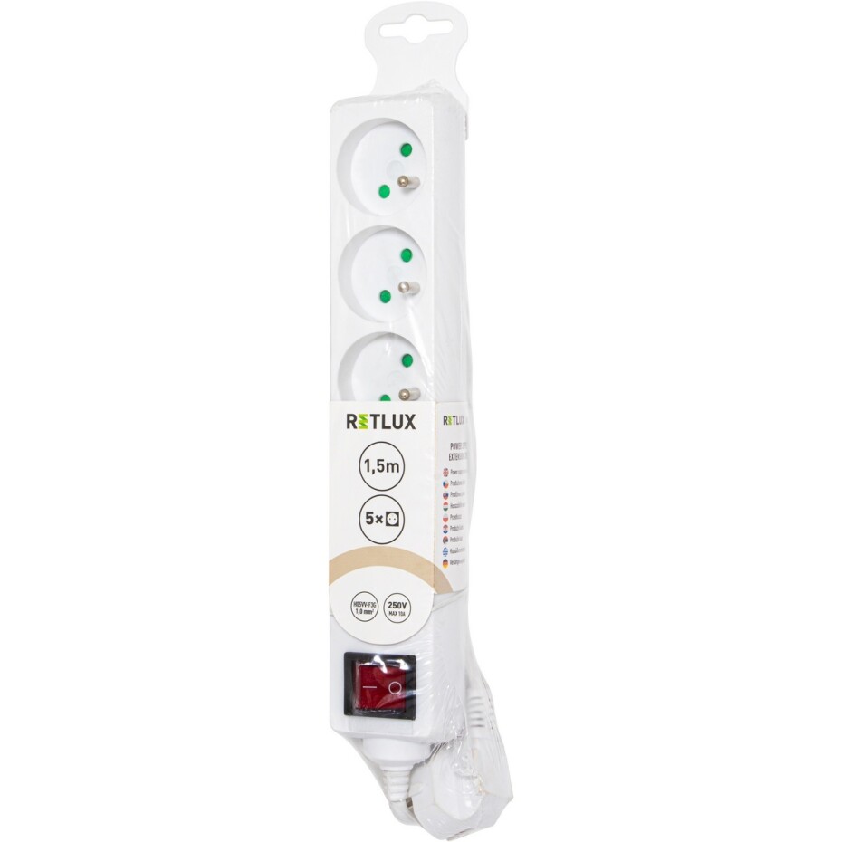 Retlux RPC 28 Prodlužovací kabel s vypínačem, 5 zásuvek, 1,5 m - main (1)