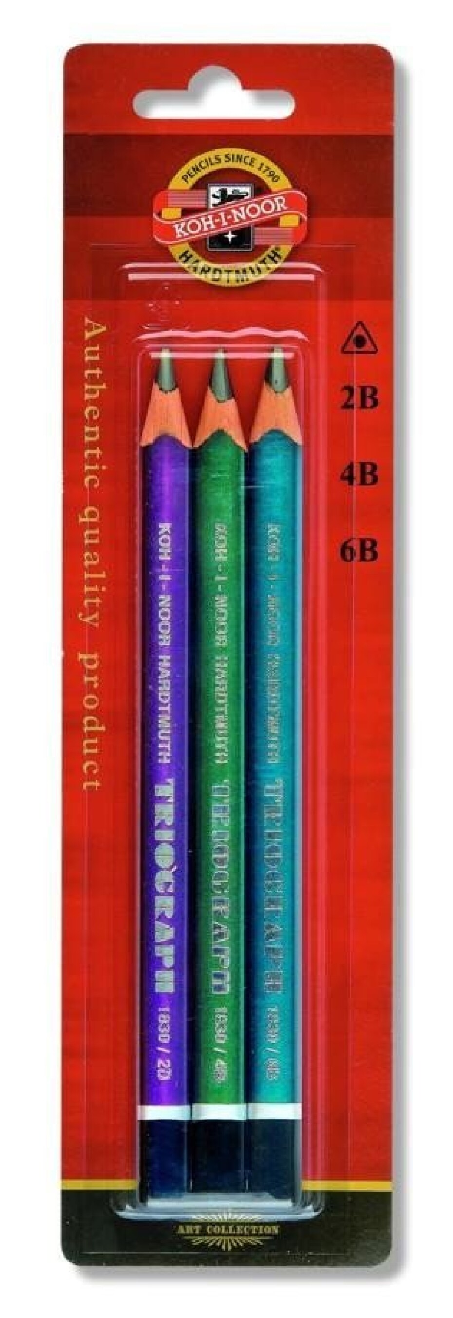 Koh-i-noor tužka trojhranná grafitová silná 2B,4B,6B set 3 ks metalické barvě - main (0)