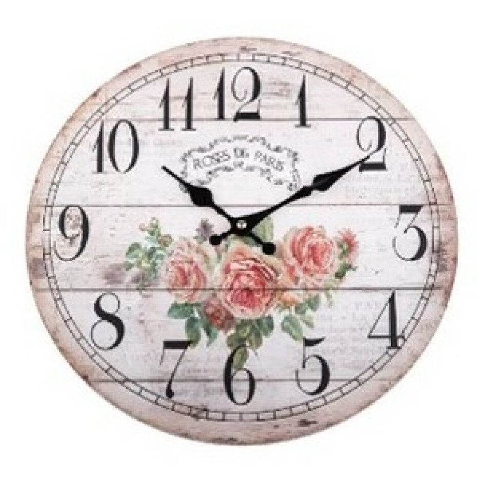 Nástěnné hodiny Paris roses, pr. 34 cm, dřevo - main (0)
