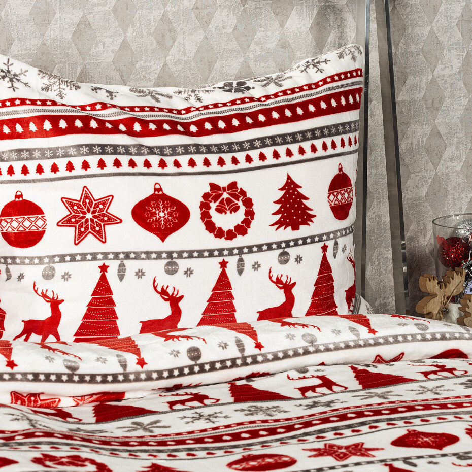 4Home Povlečení mikroflanel Christmas Time červená, 140 x 200 cm, 70 x 90 cm - main (2)