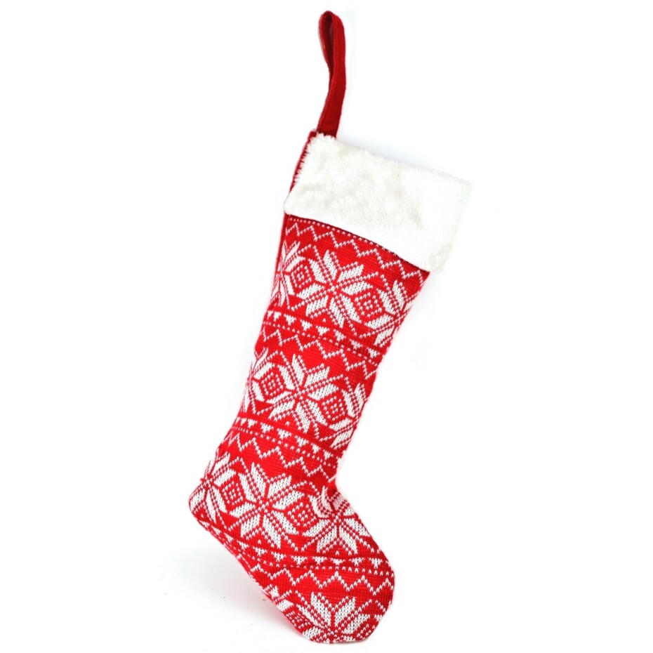 Vánoční textilní bota pletená, 45 cm, červená - main (0)