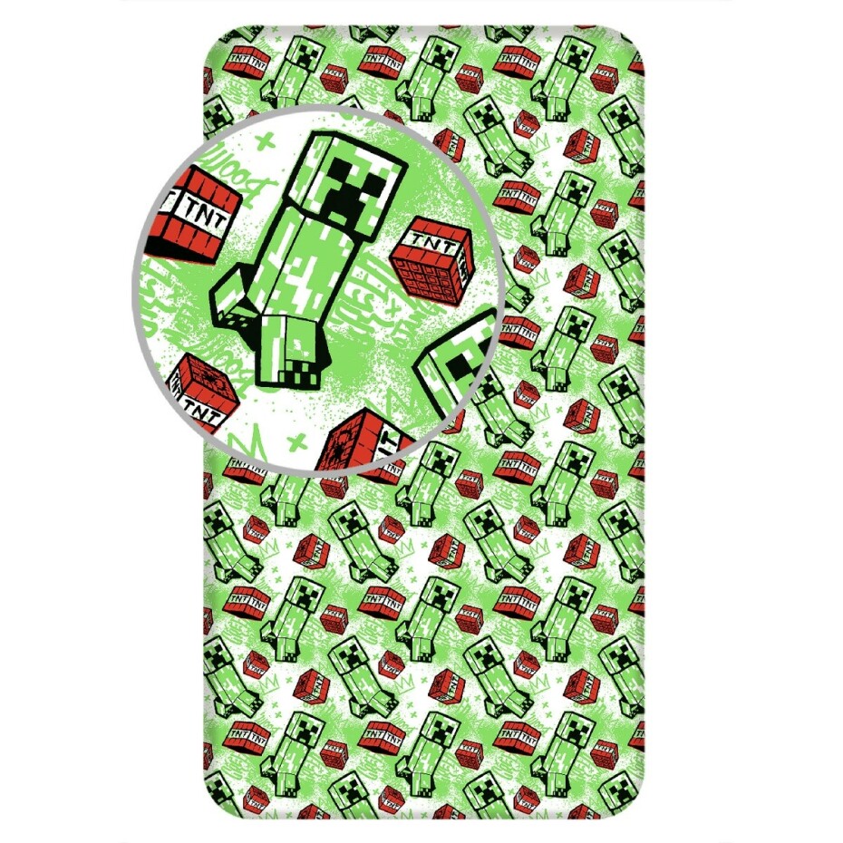 Jerry Fabrics Dětské bavlněné prostěradlo Minecraft Metro Art Creeper, 90 x 200 cm - main (0)
