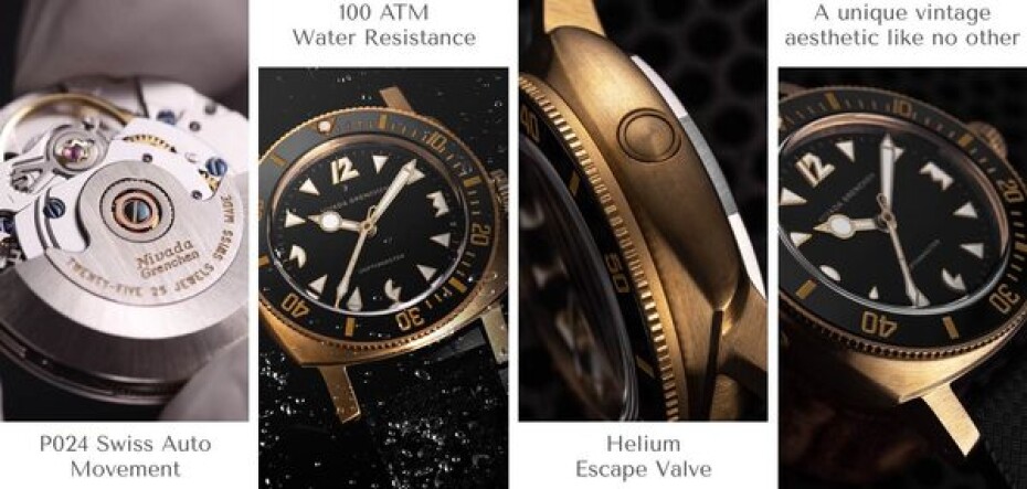 Nivada Grenchen Depthmaster Bronze - Brown Leather - main (9)