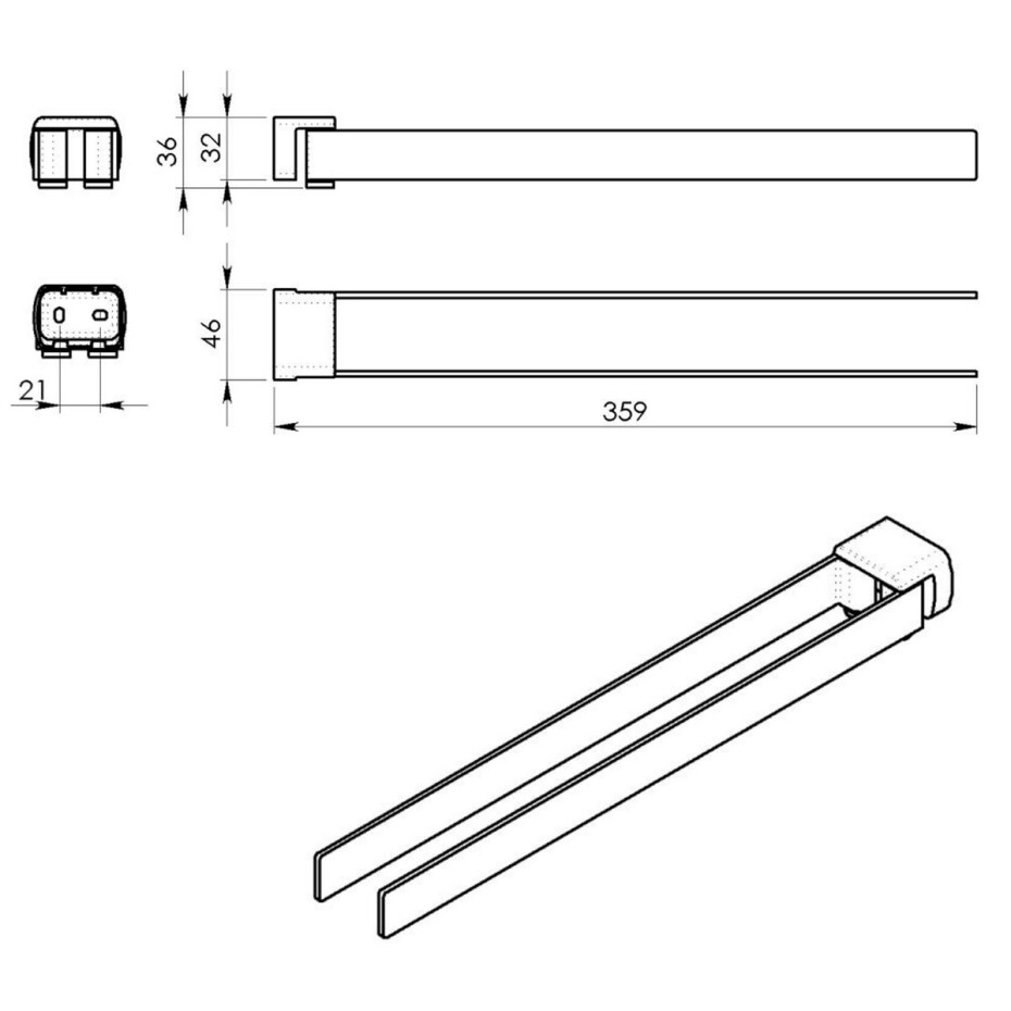 GEDY PI2302 Pirenei držák ručníků dvojitý otočný, 35 cm, bílá mat   - main (1)