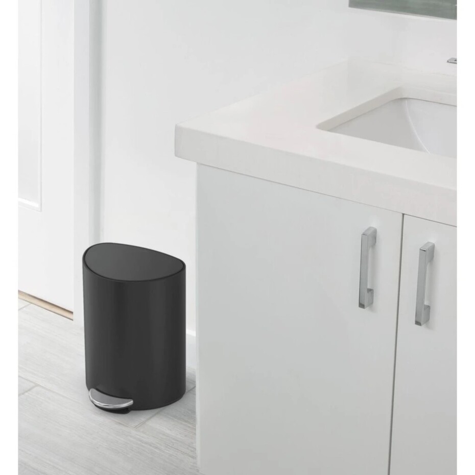 Simplehuman Pedálový odpadkový koš 6 l, půlkulatý, černá matná ocel, plast - main (1)