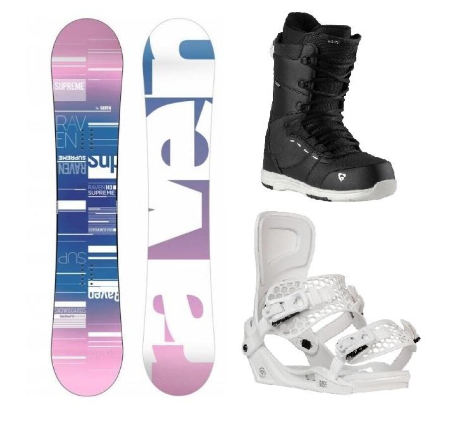 Raven Supreme white snowboard + Gravity Rise white vázání + Gravity Bliss black/white boty - main (0)
