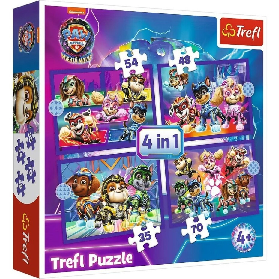 Trefl Puzzle Tlapková patrola Hrdinové 4v1 (35, 48, 54, 70 dílků) - main (2)