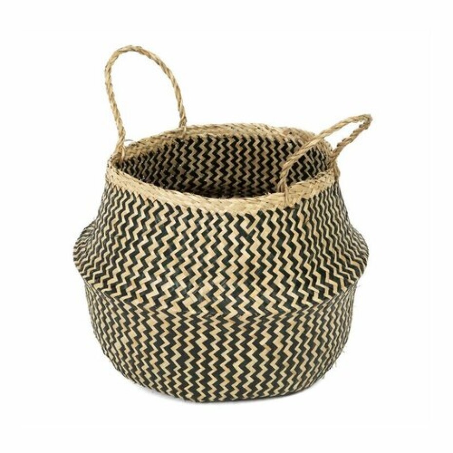 Compactor Pletený úložný košík z mořské trávy Belly, 35 x 32 cm, černá, M - main (2)