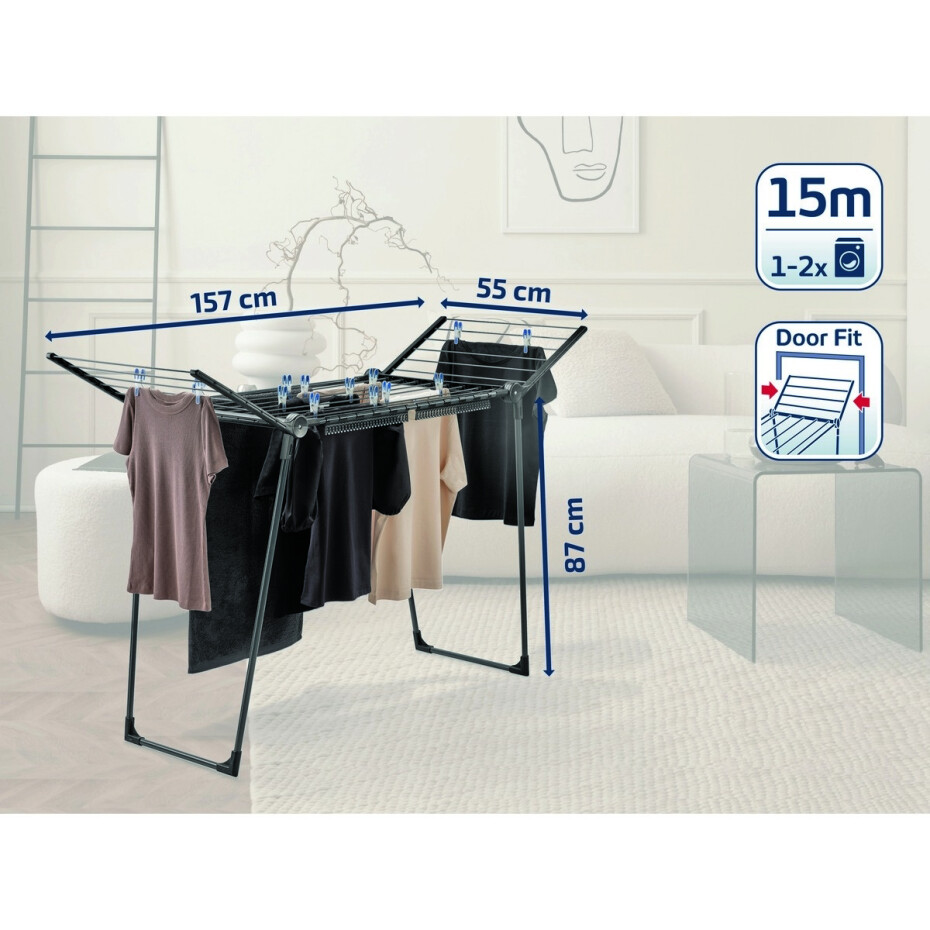 Leifheit Sušák na prádlo PEGASUS 150 Solid Slim Black - main (4)