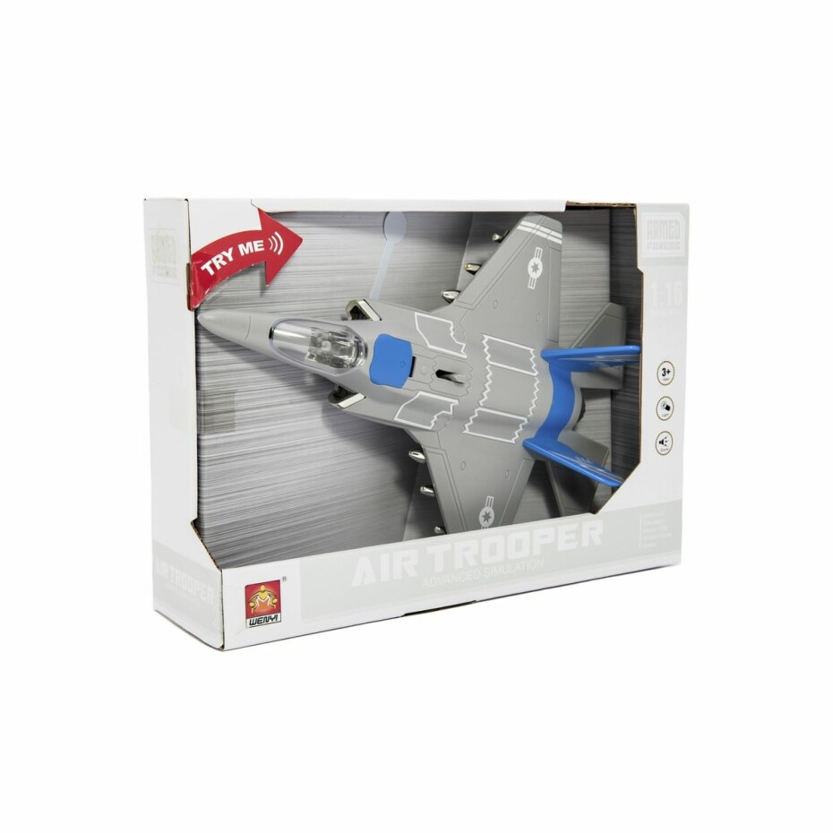 Letadlo/stíhačka plast 31cm na baterie se světlem se zvukem v krabici 32x22,5x9cm - main (3)