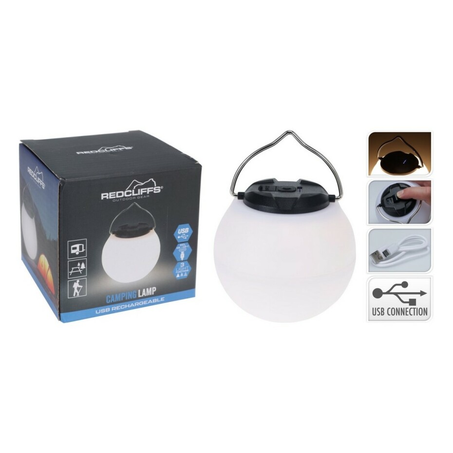 Redcliffs Závěsná kempingová svítilna, USB, 9 x 10 cm, nastavitelná svítivost - main (5)
