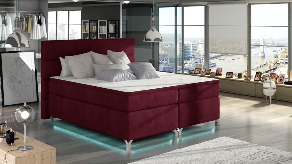 Artelta Manželská postel AMADEO Boxspring s LED osvětlením | 140 x 200 cm Barva: BAO 04 - Sawana 05 (šedá) - main (3)