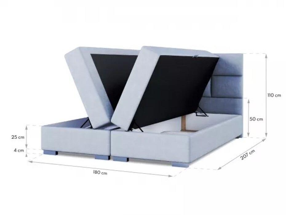 FDM Manželská postel PORTLAND Boxspring | šedá 180 x 200 cm - main (6)