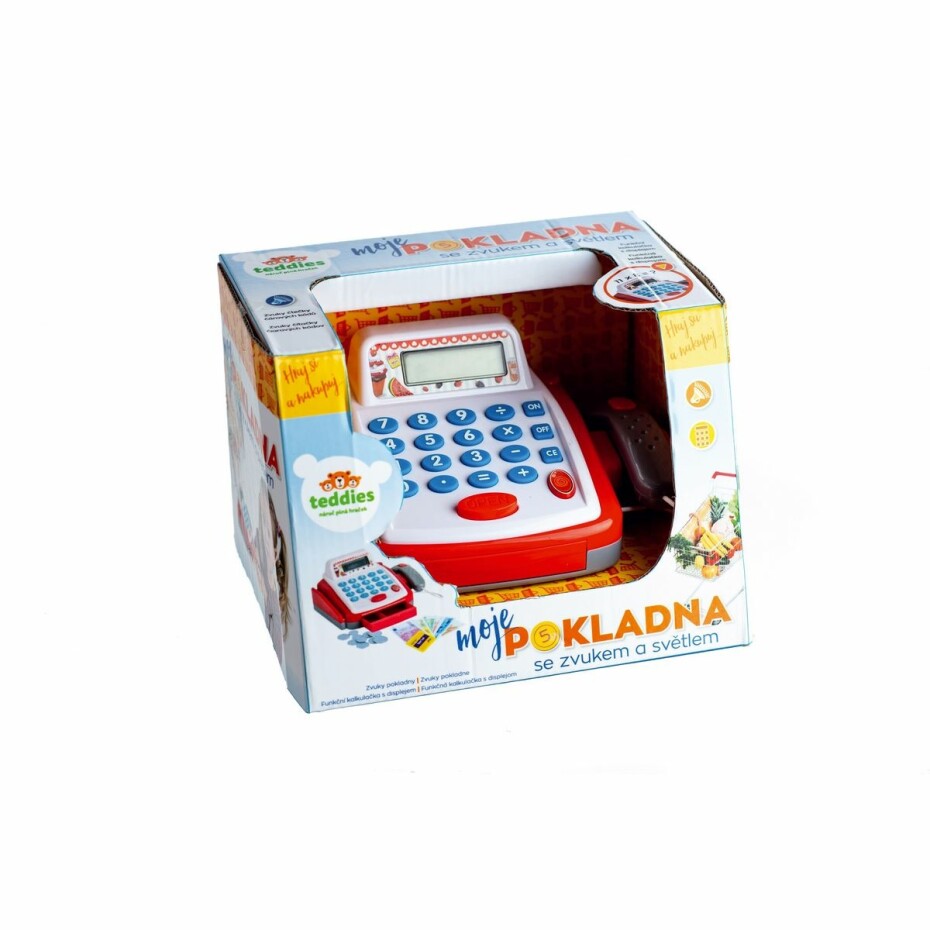 Pokladna malá digitální, plast, 18 cm s doplňky, na baterie se zvukem se světlem - main (2)