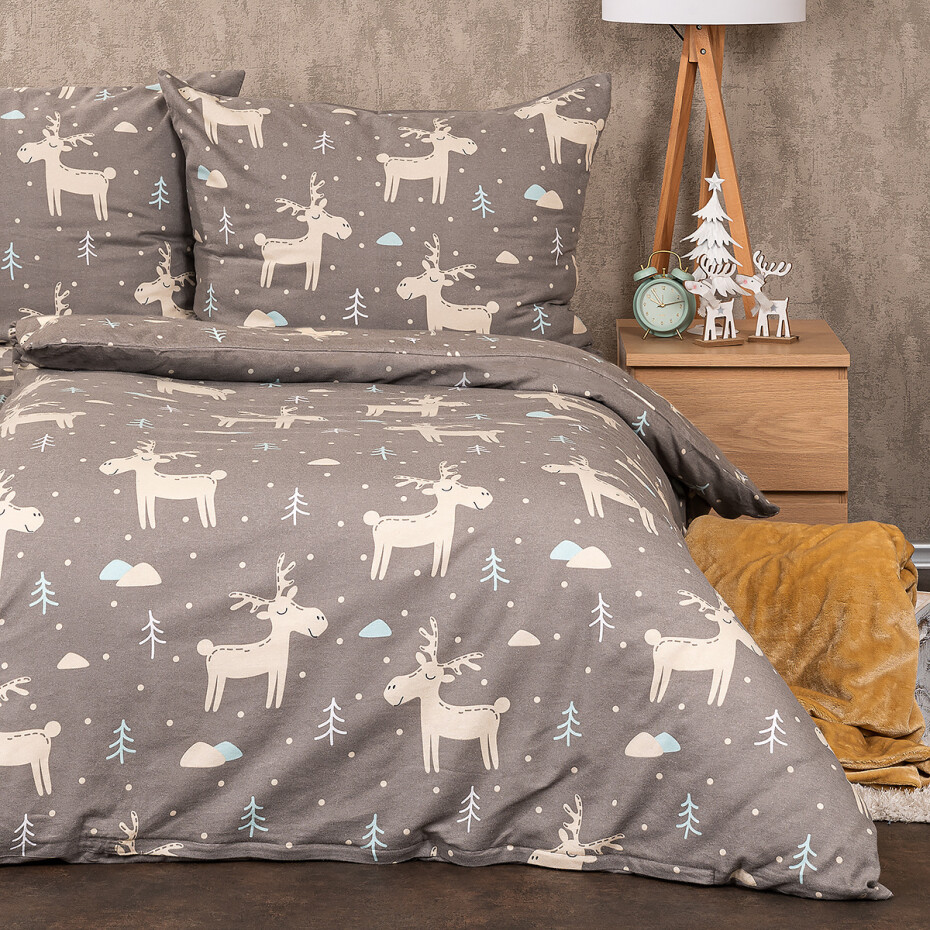 4Home Flanelové povlečení Happy reindeer, 160 x 200 cm, 70 x 80 cm - main (1)