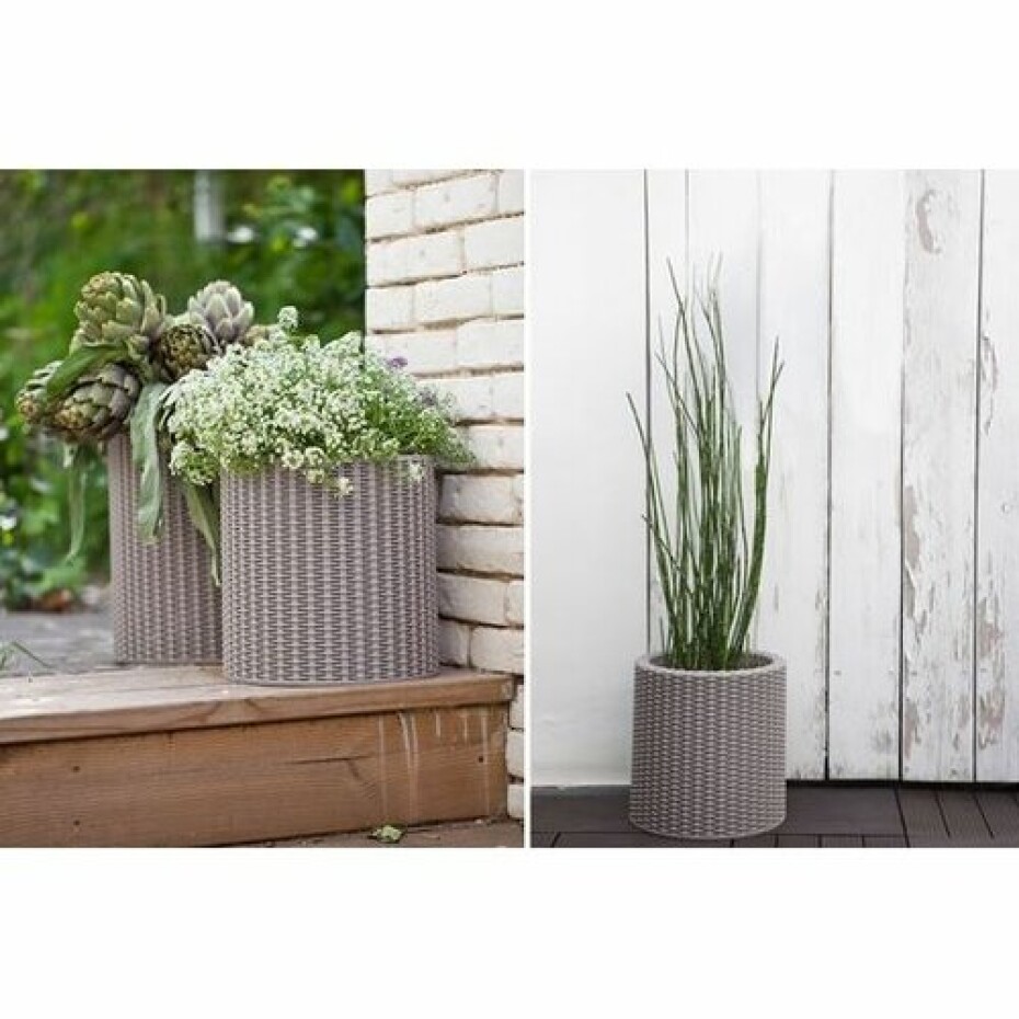 Keter Obal na květináč Cylinder Planter S šedá, 7 l, 28 x 28 x 28,3 cm - main (1)